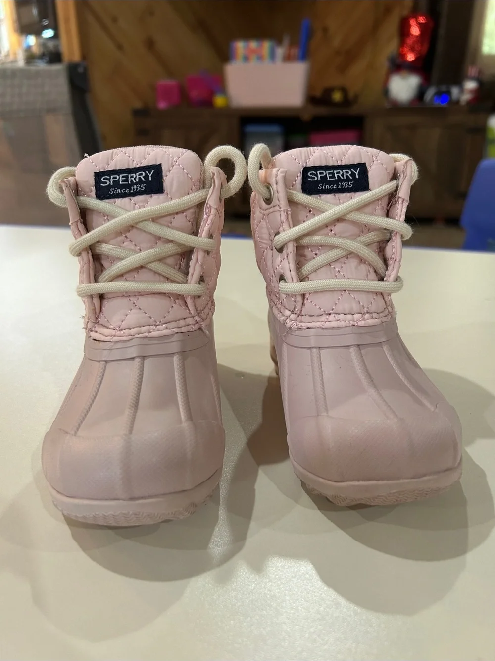 Sperry Kids Light Pink Quilted Duck Rain Boots